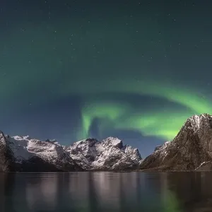 Northern Lights or Aurora Borealis over Bergen