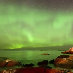 Northern Lights (Aurora borealis) above lighthouse Northern Lights (Aurora borealis) above lighthouse