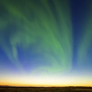 Northern Lights (Aurora borealis) at sunset Northern Lights (Aurora borealis) at sunset