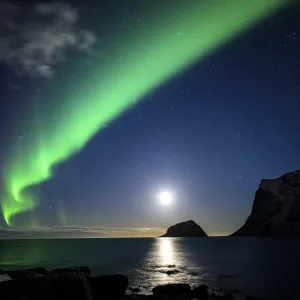 Northern lights on the beach of Haukland Northern lights on the beach of Haukland