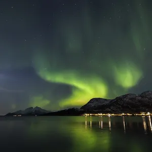 Northern lights over the Skulsfjord Northern lights over the Skulsfjord