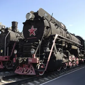 Novosibirsk, Russia - July 20, 2018: Vintage steam locomotive