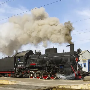 Novosibirsk, Russia - July 20, 2018: Vintage steam locomotive