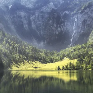 Obersee near Koenigsee with big Waterfall