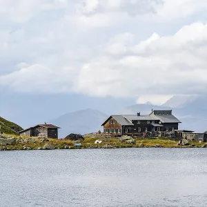 Obstanserseehutte mountain hut on the Obstansersee mountain lake