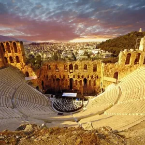 Odeon of Herodes Atticus, an amphitheater on the slopes of the Acropolis Odeon of Herodes Atticus, an amphitheater on the slopes of the Acropolis