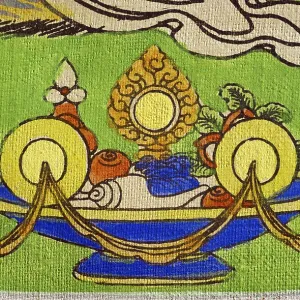 Offering bowl with ingredients to symbolize the five senses Offering bowl with ingredients to symbolize the five senses