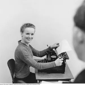 Office Worker at Typewriter, 1957 Print
