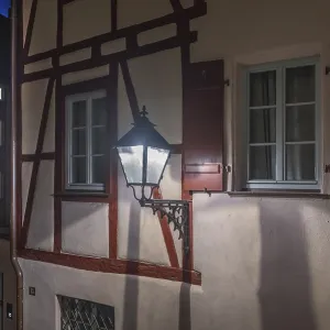 Old lantern on an old half-timbered house