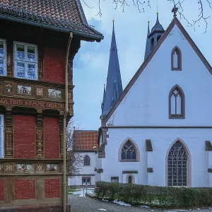 Old Latin School Half-Timbered House Print, Alfeld Germany