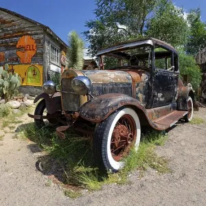 Old rusty Ford Model A, Route 66 Old rusty Ford Model A, Route 66