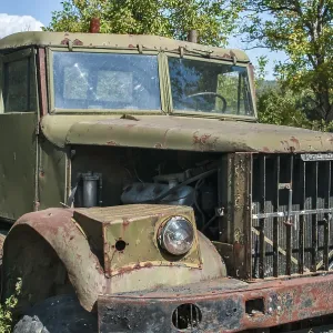 Old rusty soviet vintage heavy big truck closeup Old rusty soviet vintage heavy big truck closeup