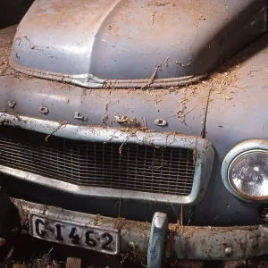Old Swedish Volvo in a Rustic Barn Print