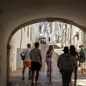 The old town of Lagos, in the passage of the city gate The old town of Lagos, in the passage of the city gate