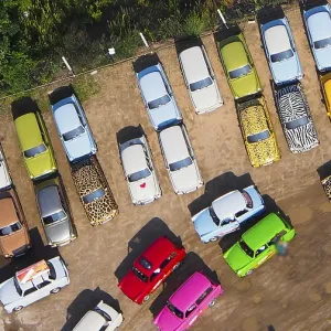 Old Trabant Car, Trabi, Aerial View