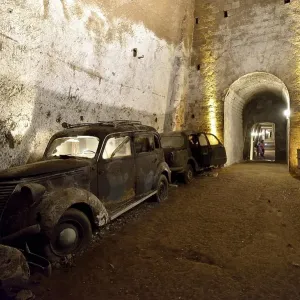 Old vintage cars in the Galleria Borbonica Old vintage cars in the Galleria Borbonica