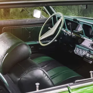 Old vintage green car vehicle interior Old vintage green car vehicle interior