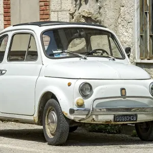 Old White Fiat Nuova 500 L Print, Molise Italy Old White Fiat Nuova 500 L Print, Molise Italy