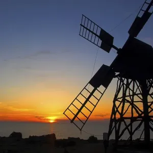 Old windmill at Jordansham, Oland, Sweden, Europe