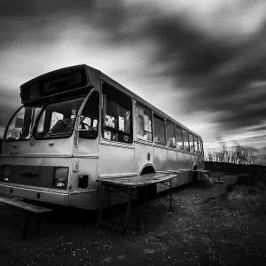 Oldtimer bus on the isle schiermonnikoog in the netherlands