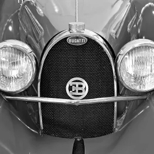 Oldtimer detail, Bugatti 35B, in black and white
