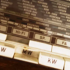Option keys (buttons) on an antique radio