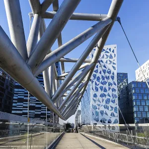 Oslo skyline modern city architecture building with bridge in Barcode District in Oslo Oslo skyline modern city architecture building with bridge in Barcode District in Oslo