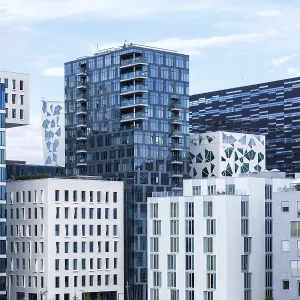 Oslo skyline modern city architecture buildings real estate office building in the Barcode District in Oslo Oslo skyline modern city architecture buildings real estate office building in the Barcode District in Oslo