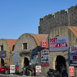 Outside the fortress walls, warehouses
