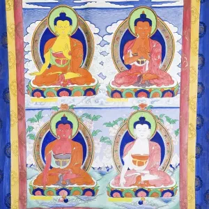 Painted buddha in a buddhist temple of Kathmandu