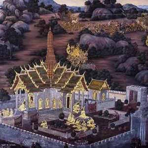 Painted murals depicting scenes from the Ramakien