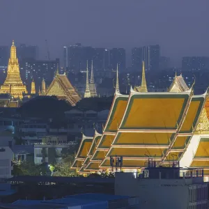 Panorama from Golden Mount to illuminated Wat Ratchabophit Panorama from Golden Mount to illuminated Wat Ratchabophit