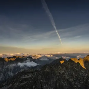 Panorama of mountains, sunrise Panorama of mountains, sunrise