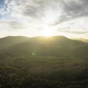 Panorama of Sunset over Mountains and Coniston Water from drone Panorama of Sunset over Mountains and Coniston Water from drone