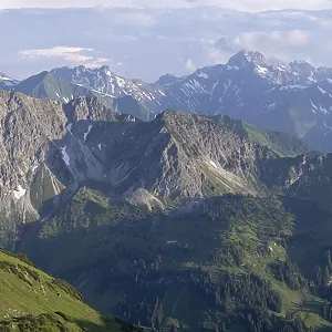 Panorama at sunset from Zeigersattel to Hoefats 2259m Panorama at sunset from Zeigersattel to Hoefats 2259m