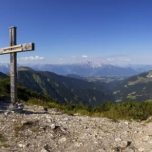 PanoramaMountainous landscape, summit cross on the Gruberhorn PanoramaMountainous landscape, summit cross on the Gruberhorn