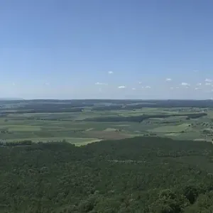 Panoramic view of the main hill chain of the Hassberge Mountains