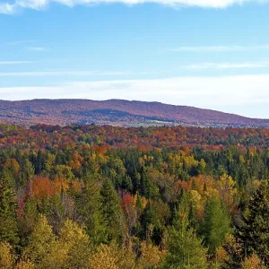 Panorams of mountains, autumn colours