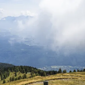 Paraglider over Lake Ossiach Print, Gerlitzen Alpe, Austria