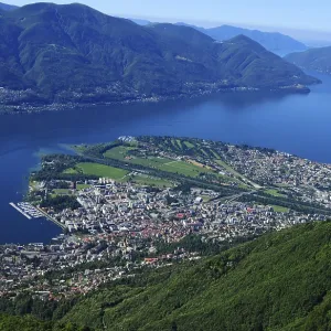 Paragliding above Lake Maggiore in Ticino with Locarno and Ascona