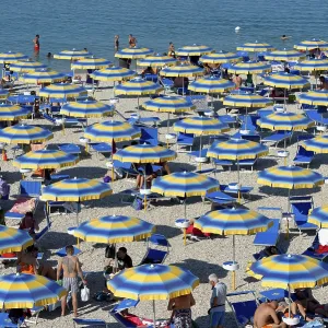 Parasols, Bagni, beach on the Adriatic Parasols, Bagni, beach on the Adriatic
