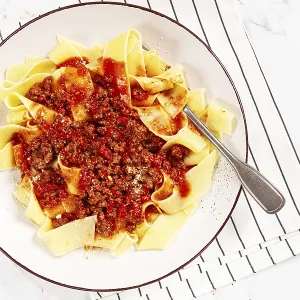 Pappardelle with Meat and Tomato Sauce Print Pappardelle with Meat and Tomato Sauce Print