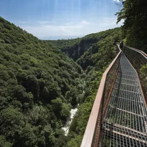 Path at height in Okatse canyon in Imereti region