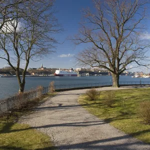 Path to pavilion, Baltic Sea, view of Sodermalm