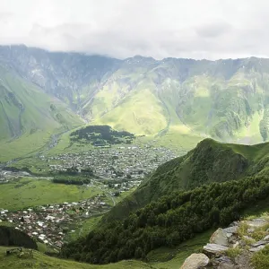 Peaks and slopes of the Caucasus Mountains in Georgia