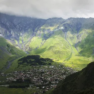 Peaks and slopes of the Caucasus Mountains in Georgia