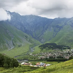 Peaks and slopes of the Caucasus Mountains in Georgia