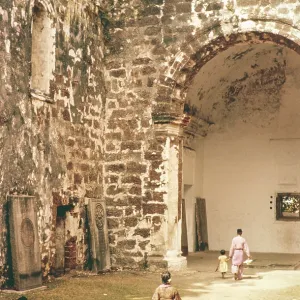People inside ruined church of Saint Paul Malacca or Melaka