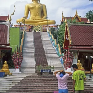 People, staircase, Big Buddha statue on the island of Ko Samui People, staircase, Big Buddha statue on the island of Ko Samui