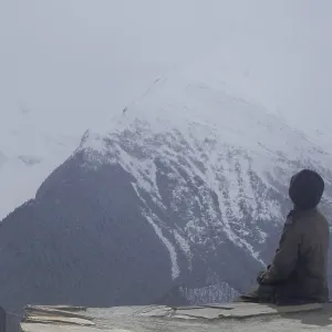Buddhist Prayer Flag on Himalayan Roof Print